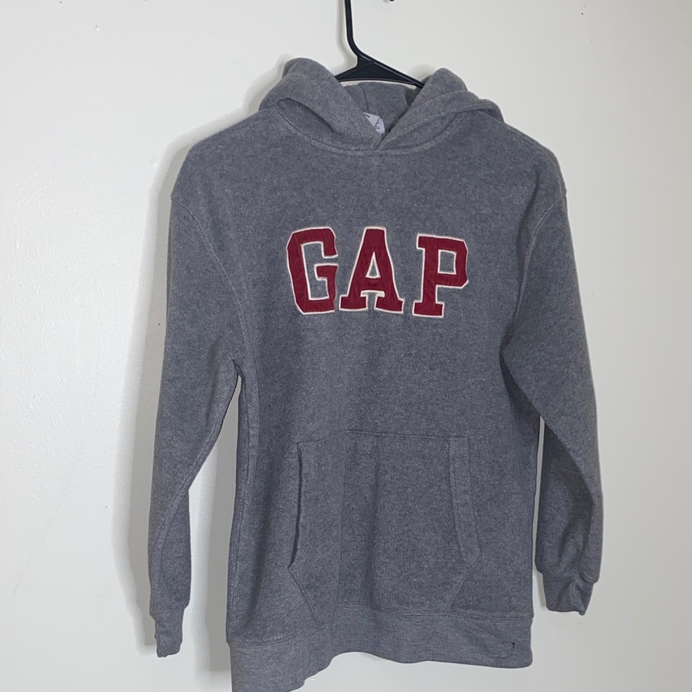 Boys GAP Charcoal Hoodie with Burgundy Logo
